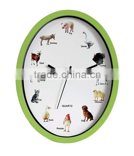 Oval wall clock with bird sound