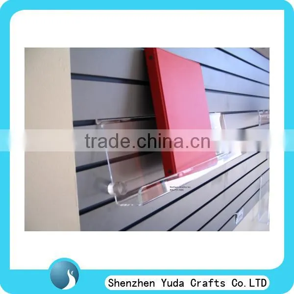 Wholesale new acrylic slatwall book display, high transparent books display shelves