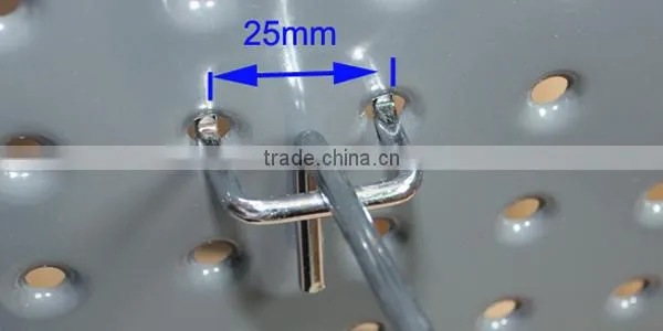 Chrome metal hook for pegboard
