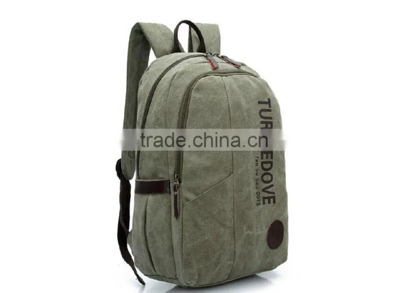 2016 manufactures China cotton bag Classic Canvas Backpack with leather