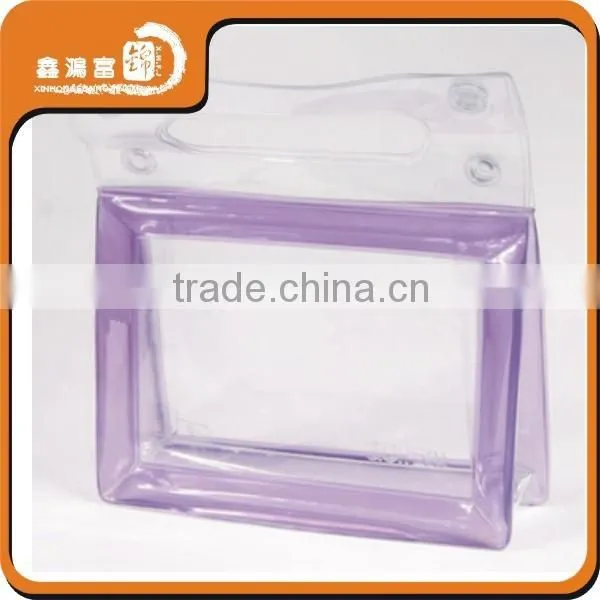 colorful clear transparent cosmetic pvc bag with zipper and handle
