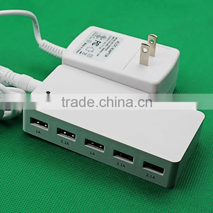 2015 hot new 6 ports usb intelligent Super fast flat mobile phone battery charger