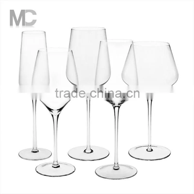 High Quality Cheap Handmade Long Stem Clear Crystal Wine Glass