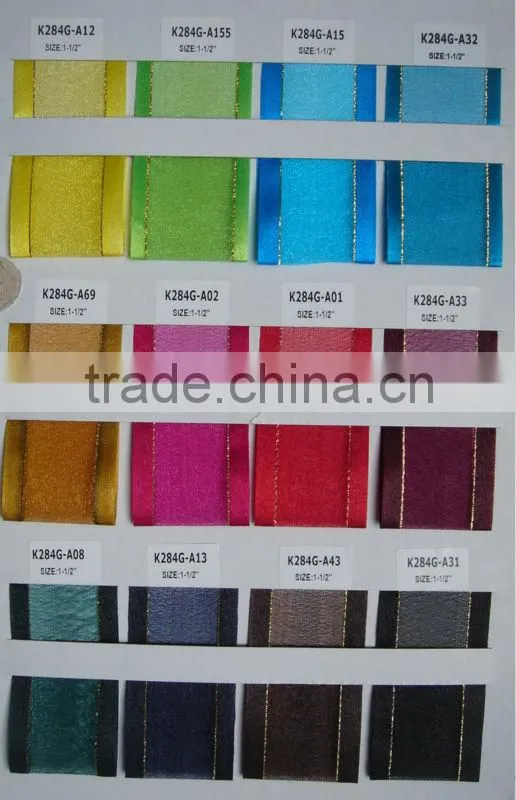 Gradual change color ribbon pink,yellow,blue,purple, 1-1/2inch wide organza ribbon,diy handmade hair accessorie,200 yard / roll.