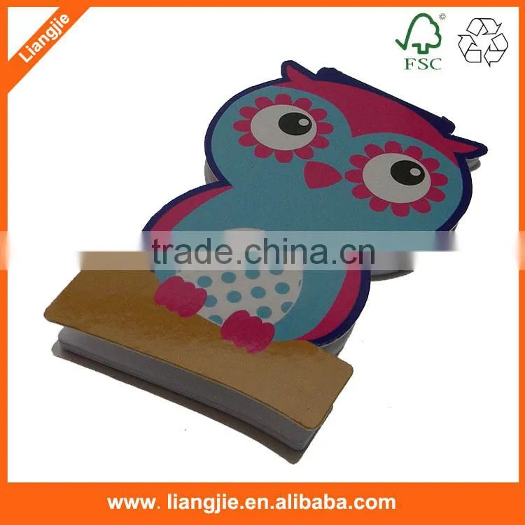 Owl shaped sticky note,animal style memo pad, animal shaped sticky note