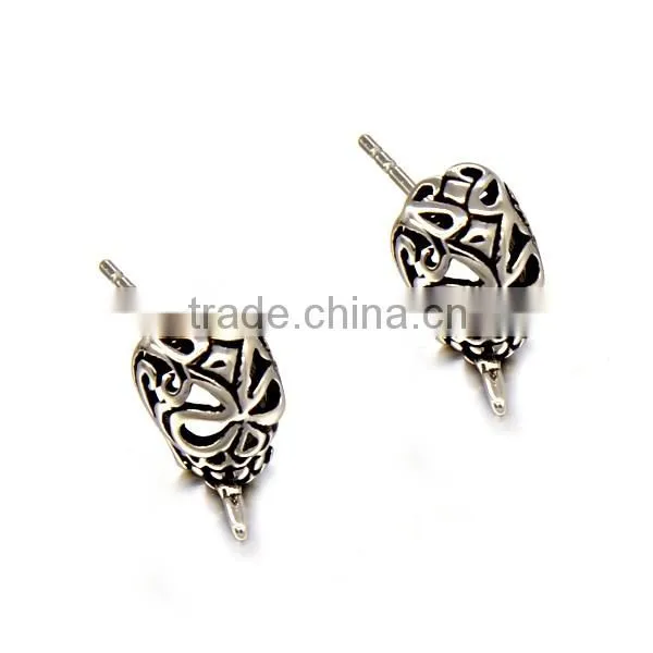 Europe Silver Stainless Steel Casting Skull Stud Earrings Punk Mens Jewelry Hot Sale