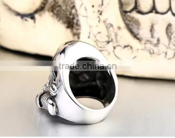 2016 mens vintage punk skull head 316L stainless steel rings
