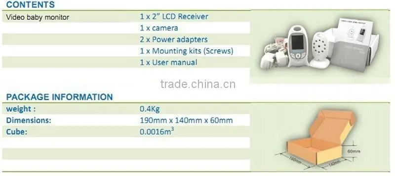 Wireless Digital 2 Ways Audio LED Music Baby Monitor Built-in Lithium Battery