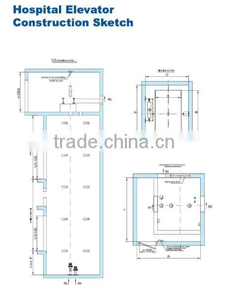 88888 Space Saving & Low Noise Complete Hospital Elevator