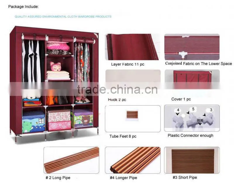 Yellow Cute Portable Wardrobe Clothes Rack Shelves Closet Storage Organizer