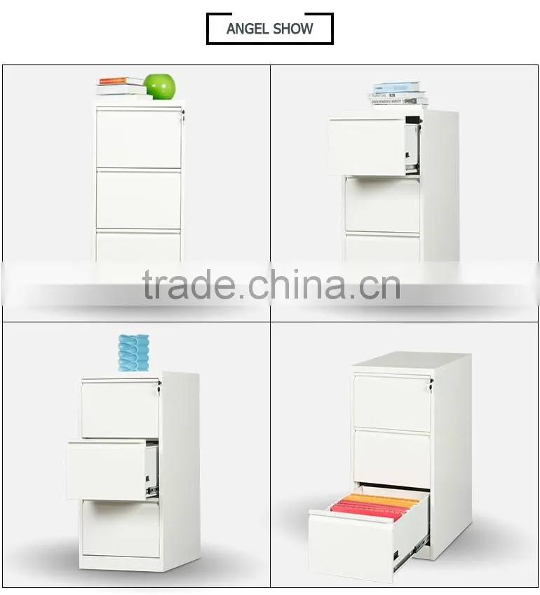 Vertical 3 drawer steel filing cabinet for file storage in office
