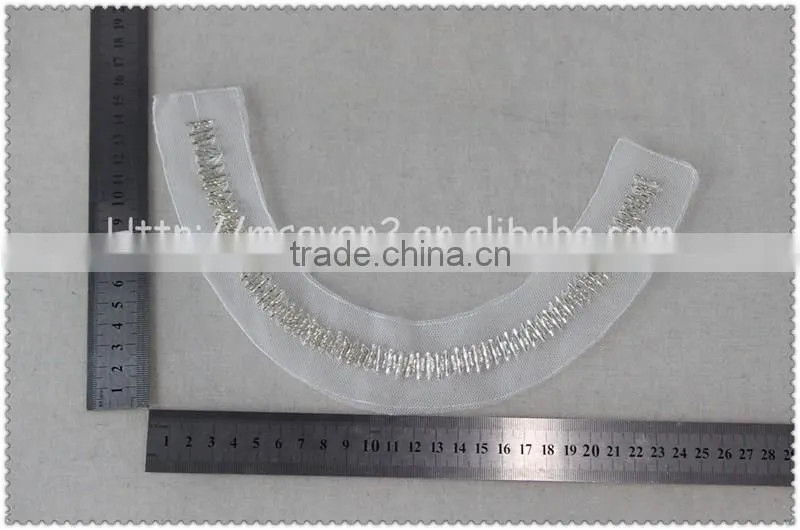 2016 Fahion handmade crystal tube bead collars, White organza beaded collar for garment
