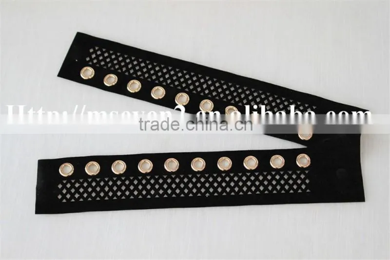 high quality polyester fabric matal eyelet applique net embroidery collar for sale