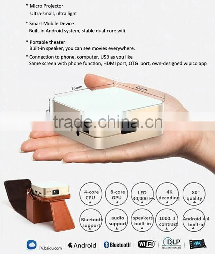2016 cheapest dlp projector Support 1080P Handheld DLP LED Pico projector