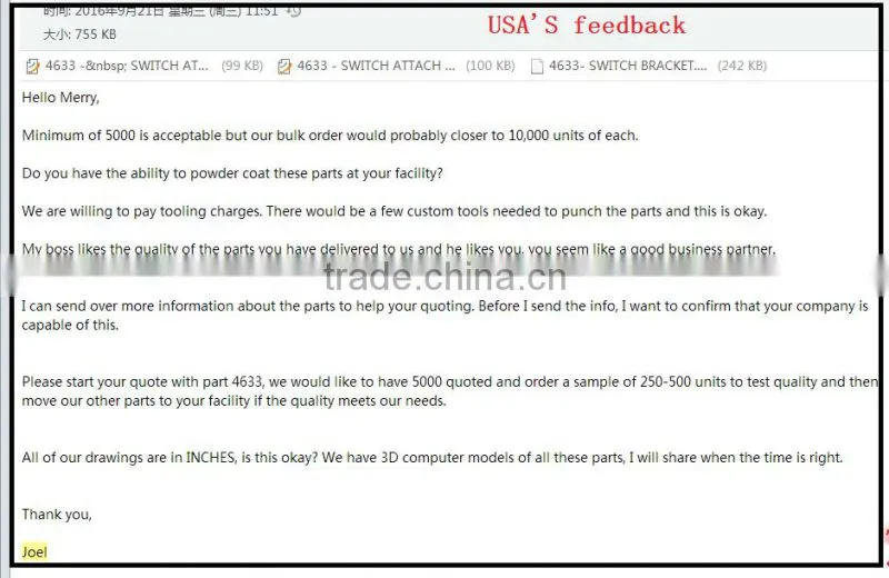 Precision aluminum 6061/6063 anodized cnc milling machining parts