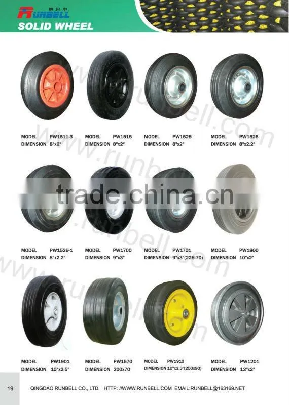 rubber solid ribbed pattern wheel for hand trolley