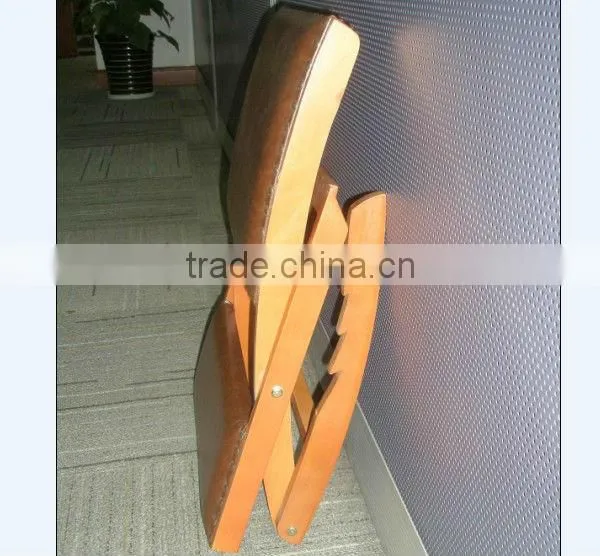 Old-fashioned Foldable Wooden Ottoman with PU Leather