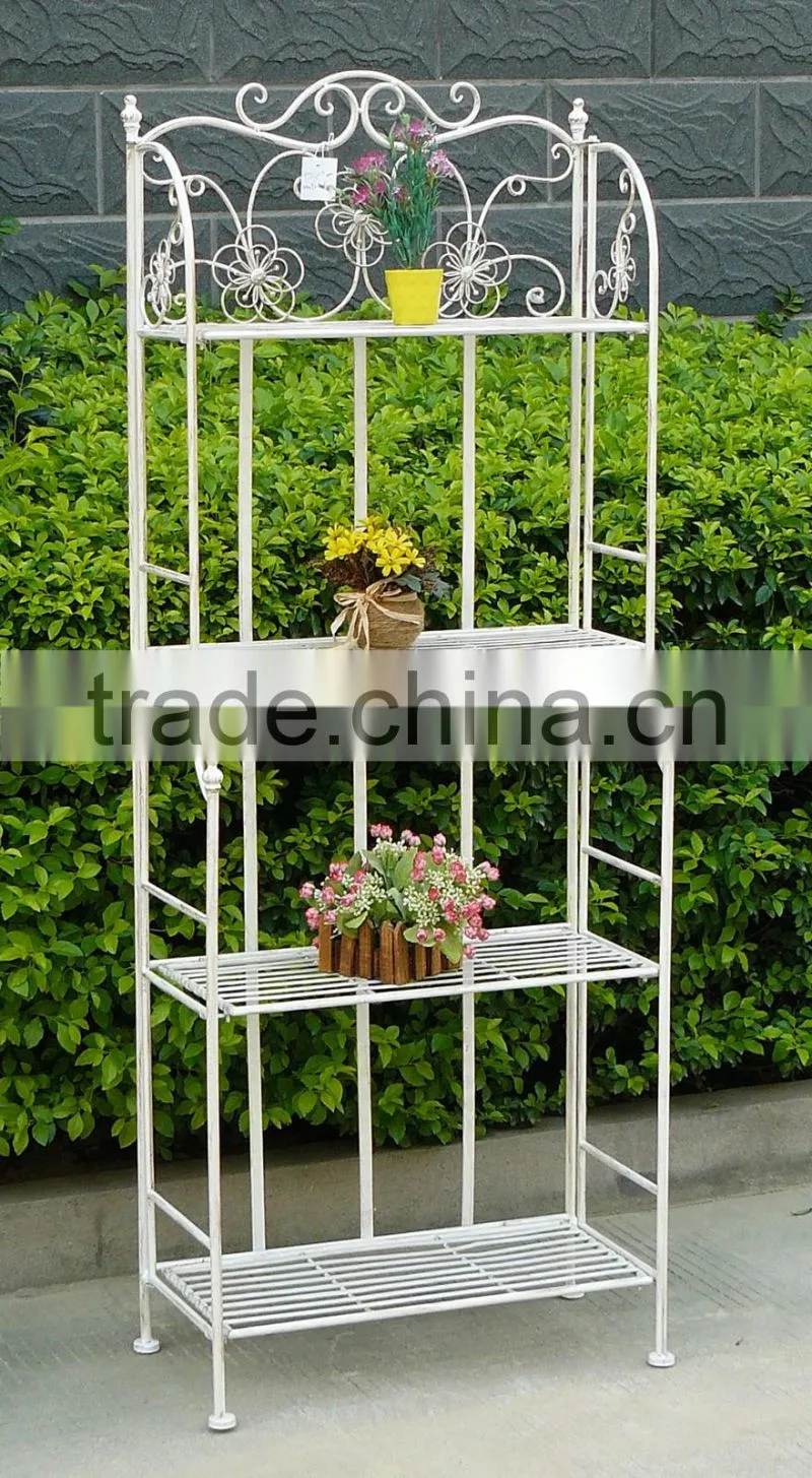 Vintage 4-tier garden corner iron flower shelf