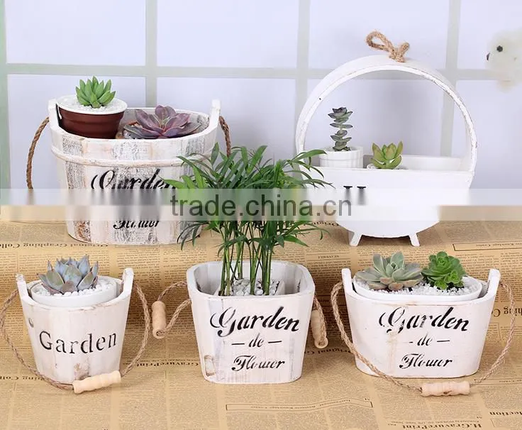 2016 High quality wall hanging houseware decoration wooden flower pot