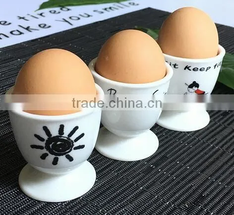 Ceramic egg holder with printing Novelty egg holder cooking egg holder