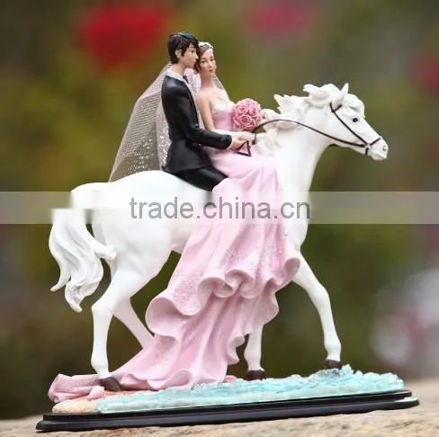 Custom white horse European high-quality resin bride and groom figurines