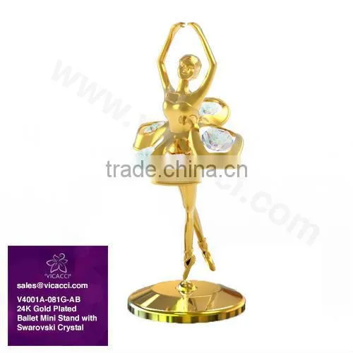 24K Gold Plated Metal Ballet Stand with Swarovski Elements