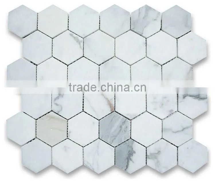 MM-CV260 Most popular decorative natural stone italy calacatta gold marble hexagon mosaics