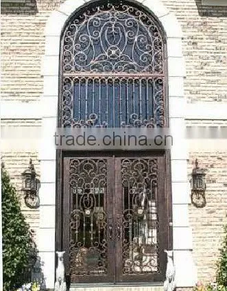 Bisini wrought iron arch top double entry door (BG90071)