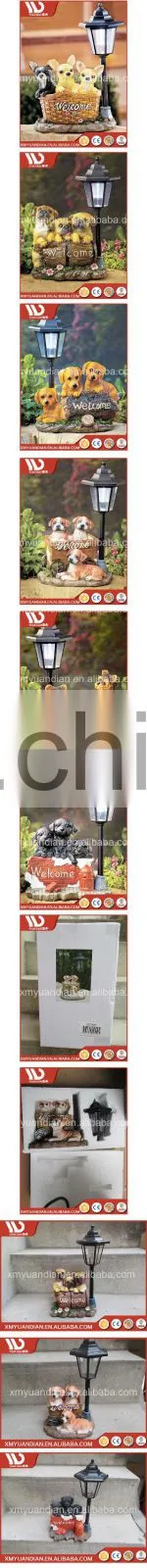 New Inventions In China Art Work Dog Resin Craft Solar Led Garden Lighting Outdoor