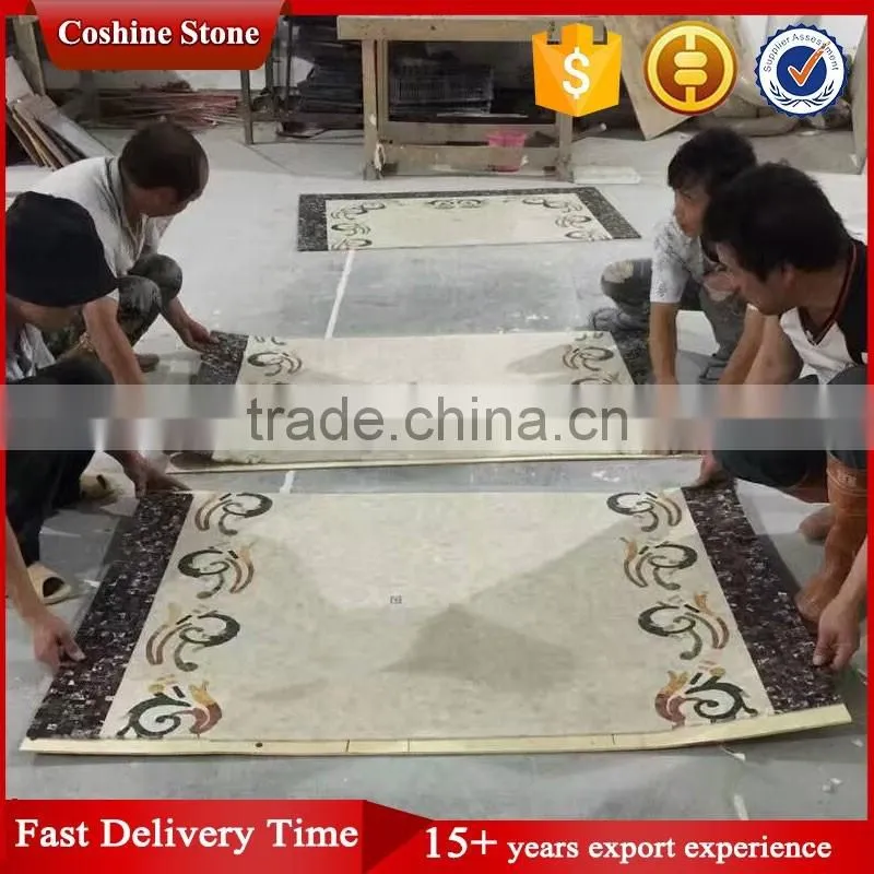Mixed white brown marble mosaic border inlay floor tiles