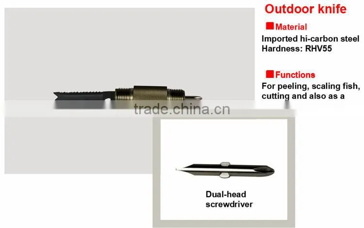Mutifunction Outdoor Knife Shovel Hoe Screw Driver Flashlight Camping Equipment