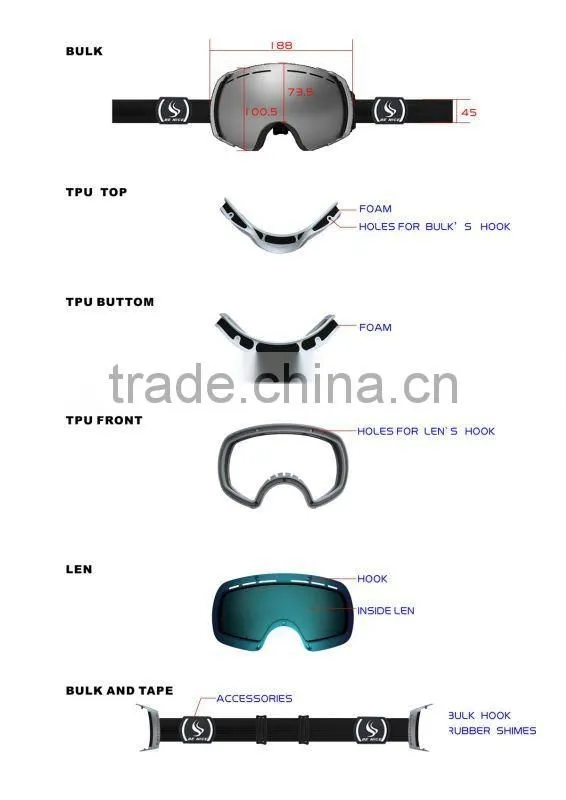 new design fashion wide lens stylish snow goggles