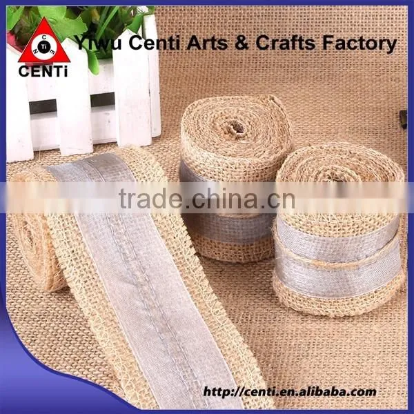 Natural Jute Hessian Burlap Ribbon with Lace Trims Tape Belting Strap Crafts