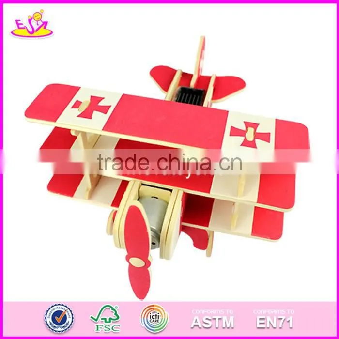 2017 New design diy assemble children wooden toy airplanes W03B065