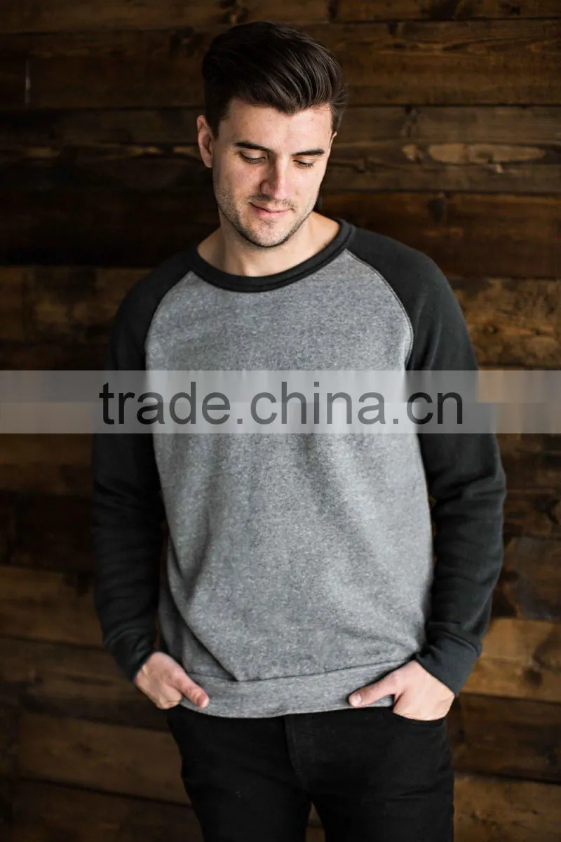 Jersey Baseball Classic Unisex Eco fleece Ribbed Neckline Raglan Sleeve Baseball Sweater Mens Crewneck Sweatshirt