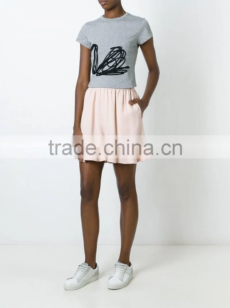 Wholesale Custom Fashion Women Summer Plain Cotton Super Soft Pink Ruffled Hem Shorts Pants