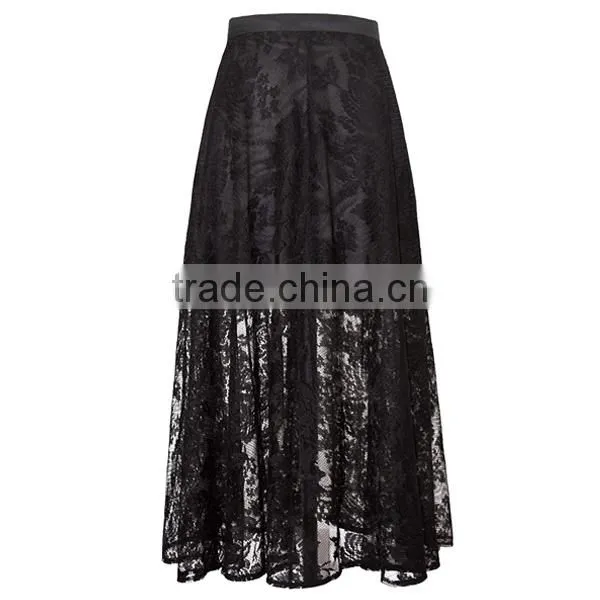 women's clothing direct factory new fashion hot sexy black lace latest maxi long skirt design
