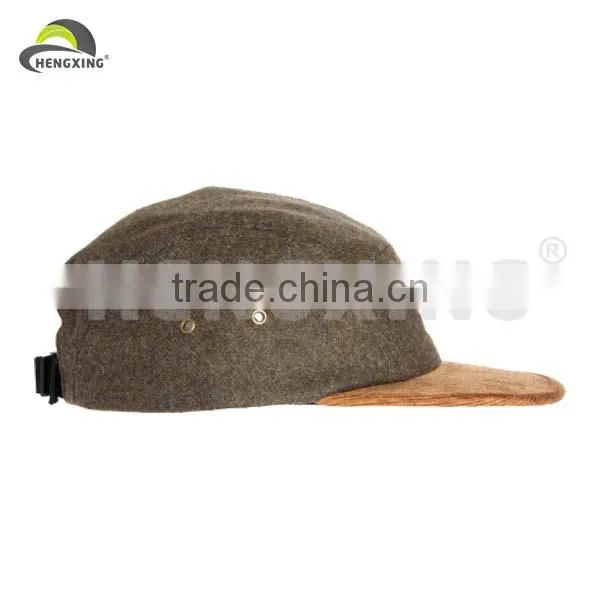 Flat Short Brim 5 Panel Cap Wool