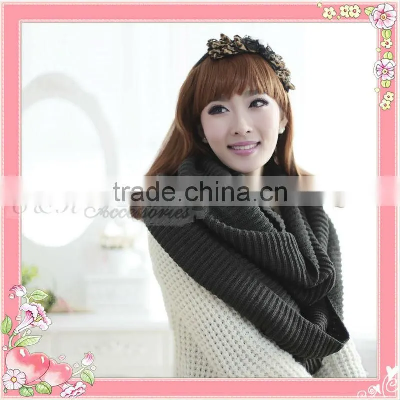 cashmere black color fashion winter knitted factory produce fashion circle round scarf