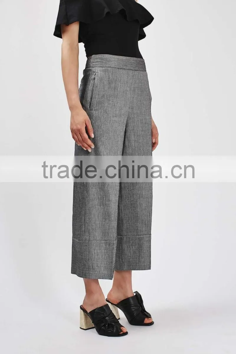 Ladies new style capri wide leg formal office style fashion linen dress shirt coat pants