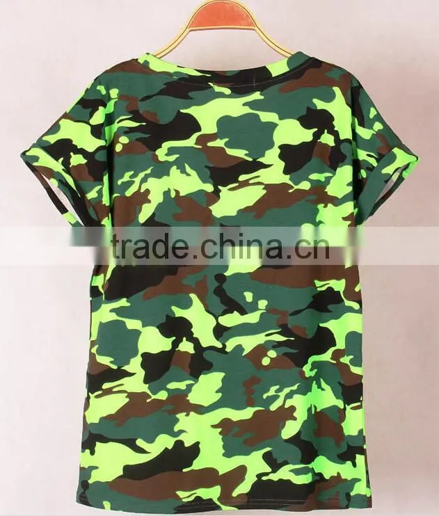 custom wholesale women camouflage uniform t shirt or suit