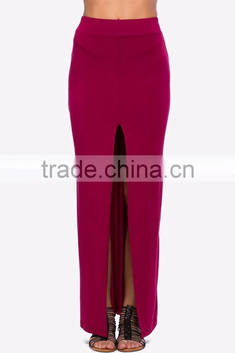 Sexy latest long skirt design skirt ladies center slit maxi skirt