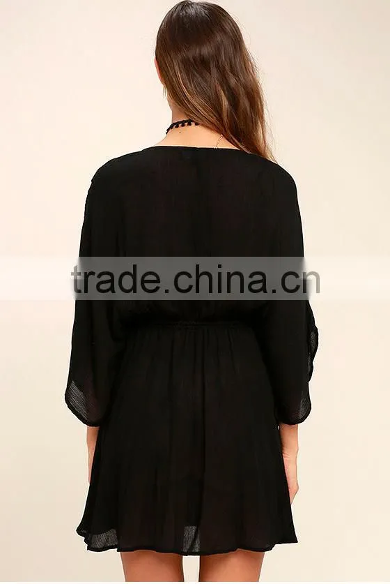 2017 new design Summer slim chiffon dress Printed V Neck Summer Chiffon Dress