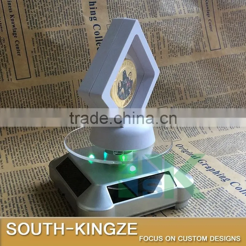 Silver Acrylic Watch/Jewelry/Camera Solar Power Rotating Display Stand