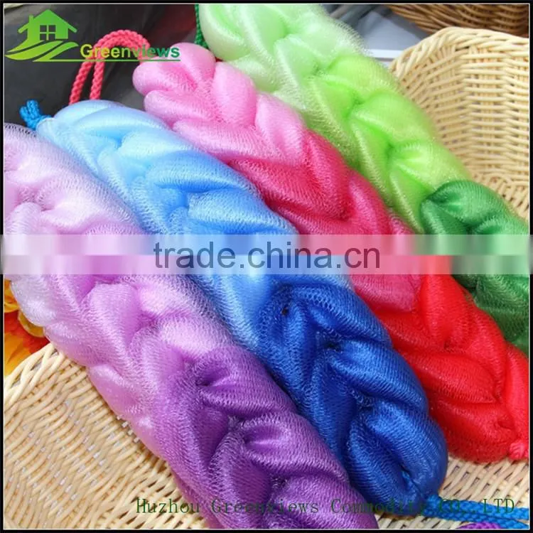 Wholesale Net Mesh bath sponge long shower puff body back scrubber sponge cleaning