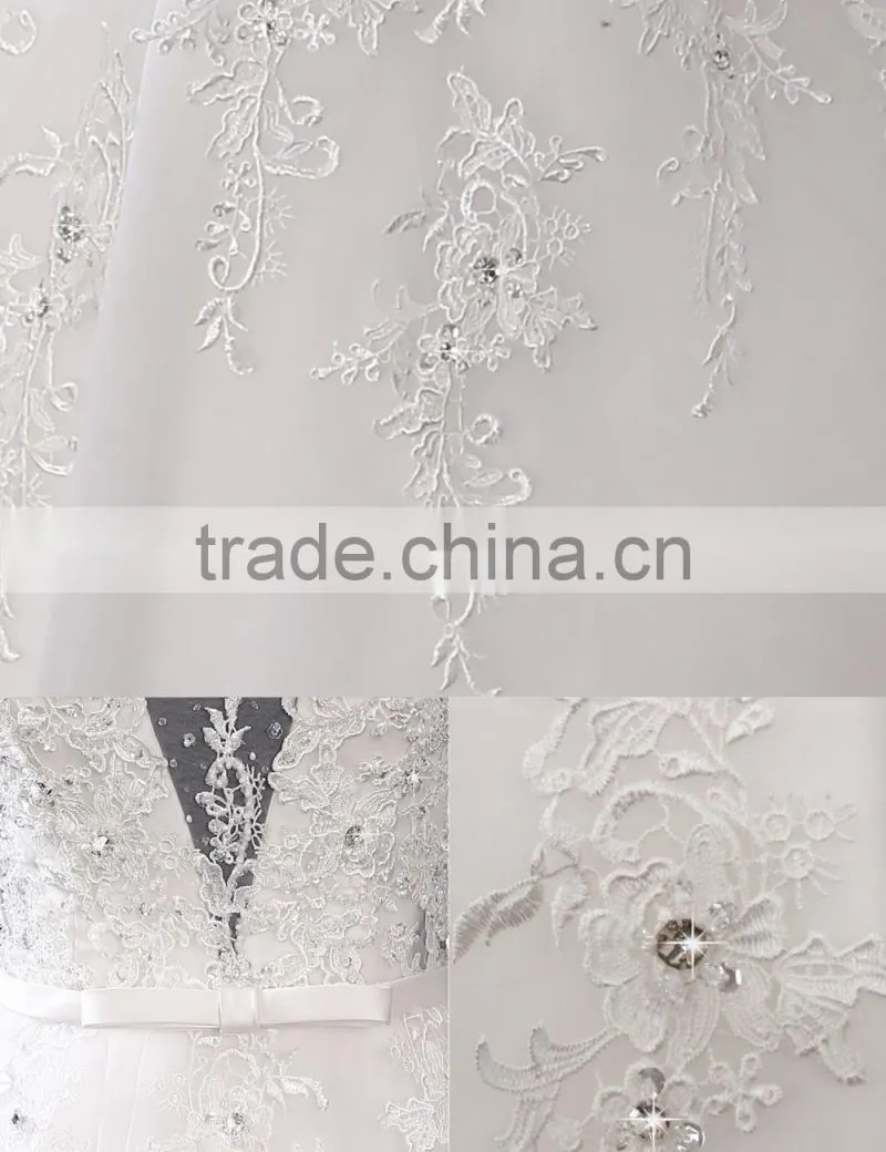 2017 Wholesale Sweetheart Sleeveless Lace Wedding Dresses Beaded V-neck Nackline Mermaid Lace wedding dress F13001
