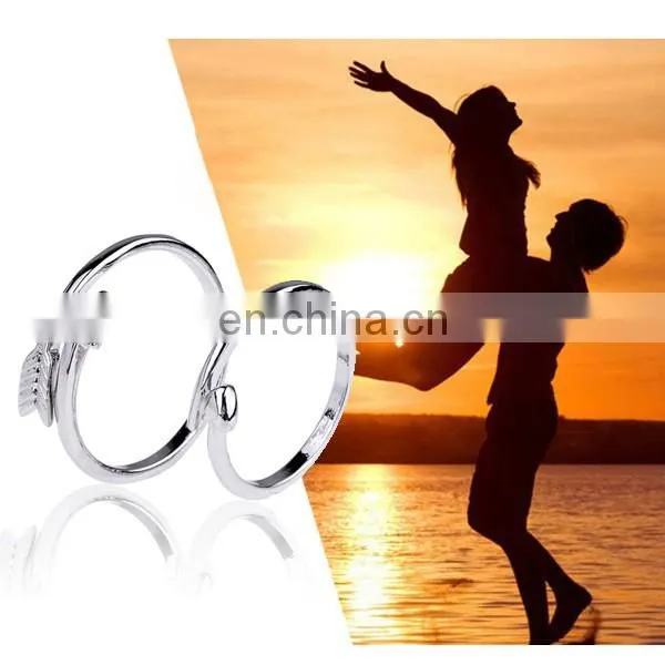Fashion Customed Silver Plated Arrow Ring Set For Boy Friend and Girl Friend