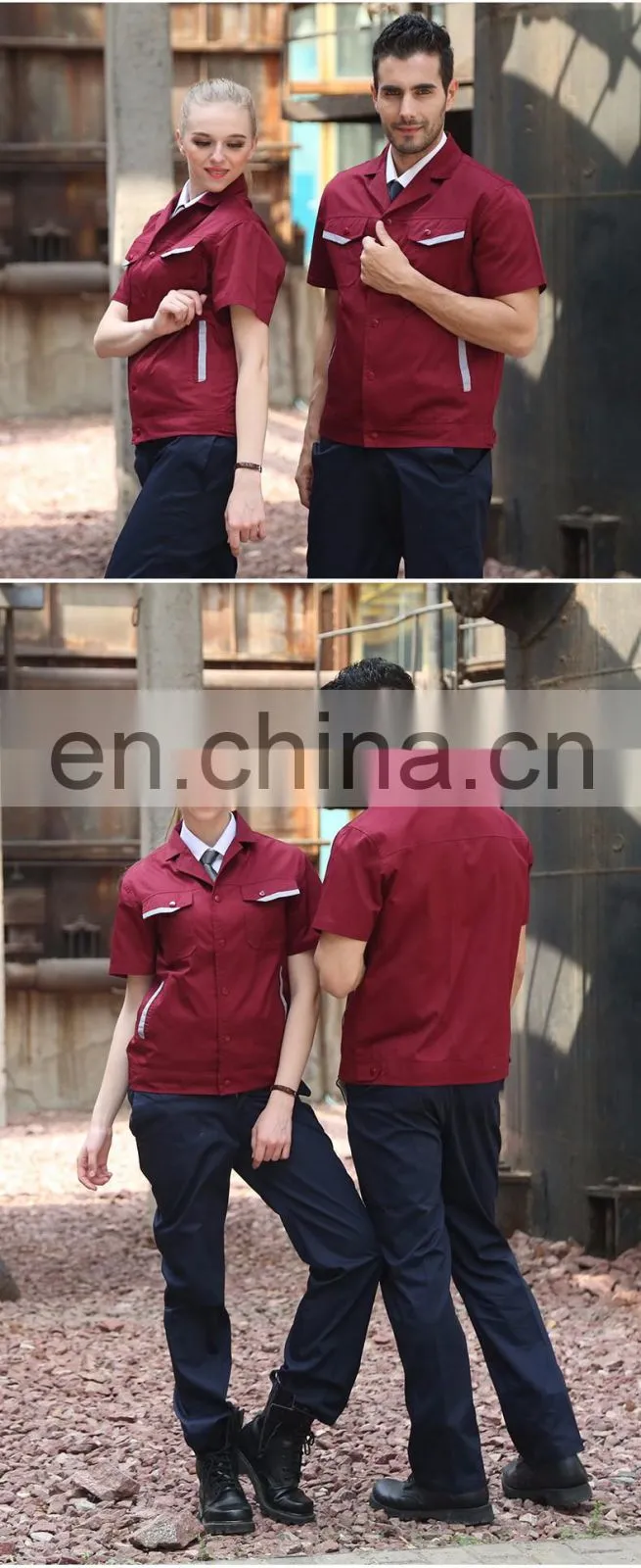 China Manufacturer Polyester Men Work Overalls Summer Work Coveralls with Short Sleeve
