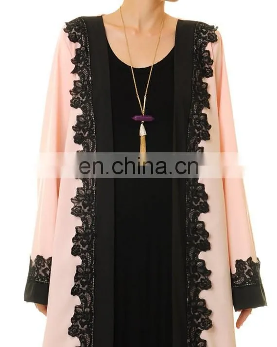 2017 New Design Wholesale Dubai Abaya Islamic Clothing Kimono Open Front Muslim Women Abaya