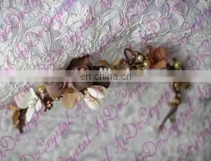 Aidocrystal champagne floral fiaras,bridal flower headband hair piece wedding tiaras